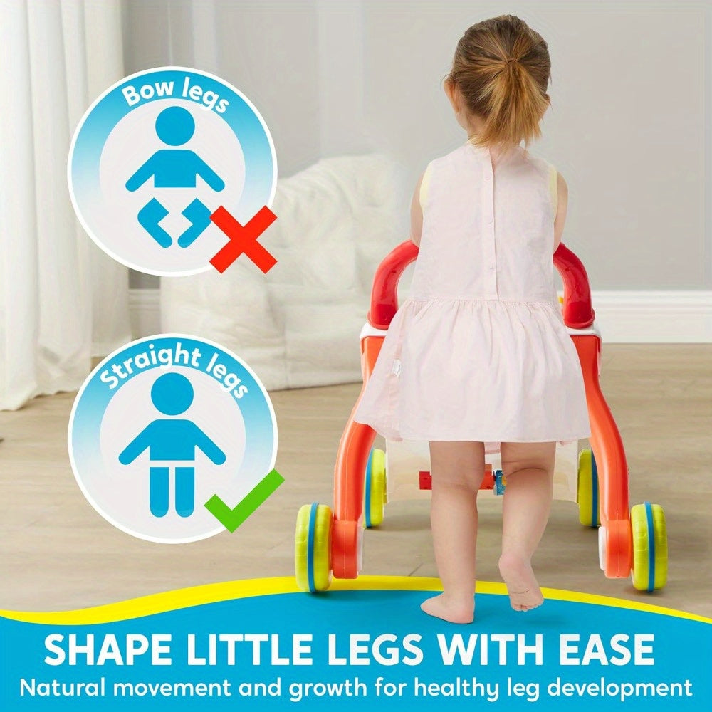Baby Push Walker 2-in-1 Sit to Stand Learning Toy – Piano, ABC Buttons, Light-Up Sound Effects & Adjustable Speed Walker for Infant Boys & Girls