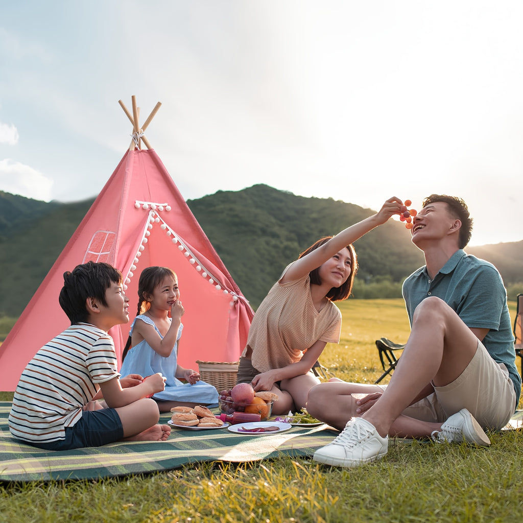 Kids Teepee Tent for Girls Boys, Indoor Outdoor Play Tent with Washable Fabric, Nordic Princess Conical Playhouse for Bedroom Backyard, Birthday Christmas Gift Ages 3+ (No Padding)