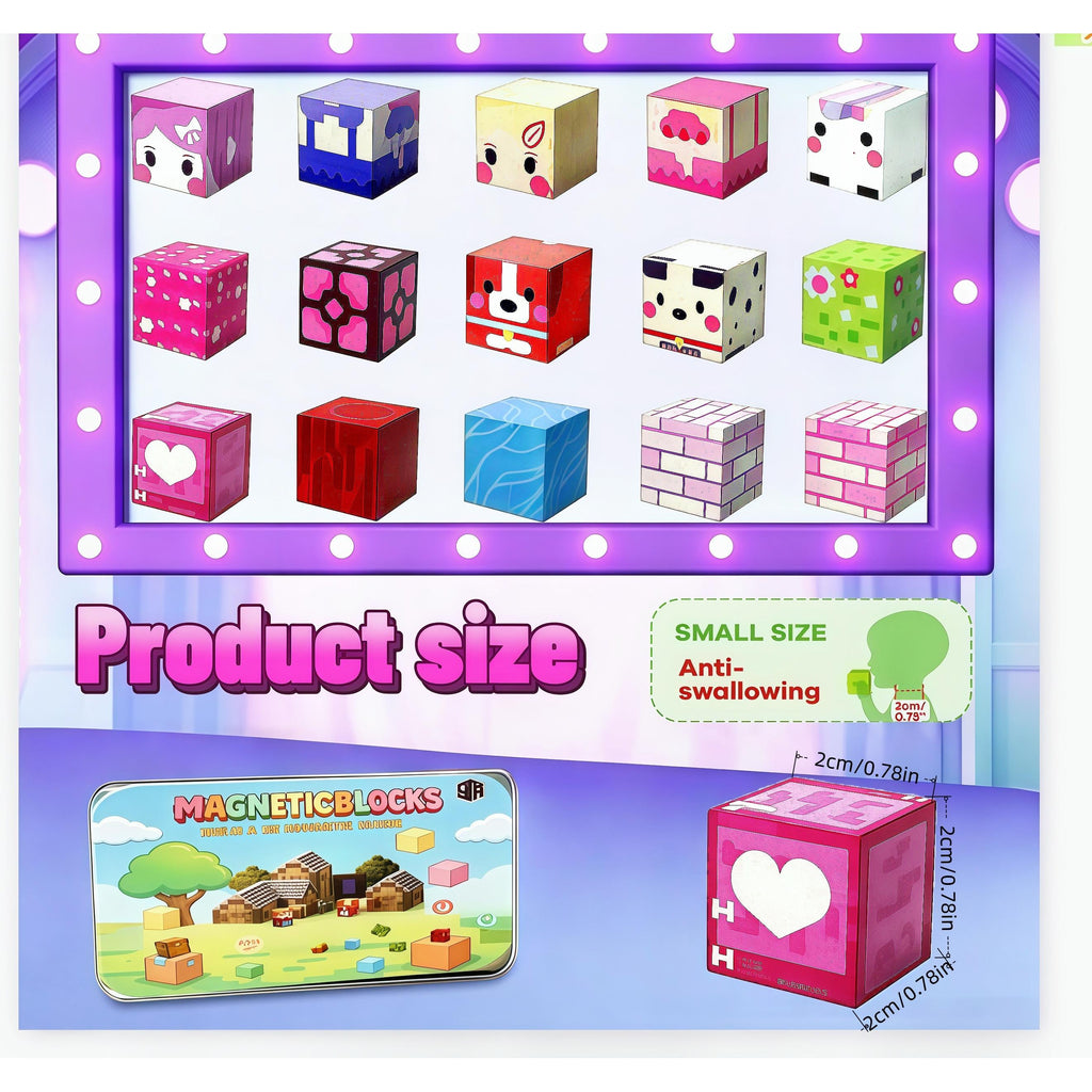 36pcs Mini Travel Magnetic Building Blocks in Tin Box - Sensory Educational Toy for Boys & Girls Ages 3+, Birthday Christmas Gift, Random Colors
