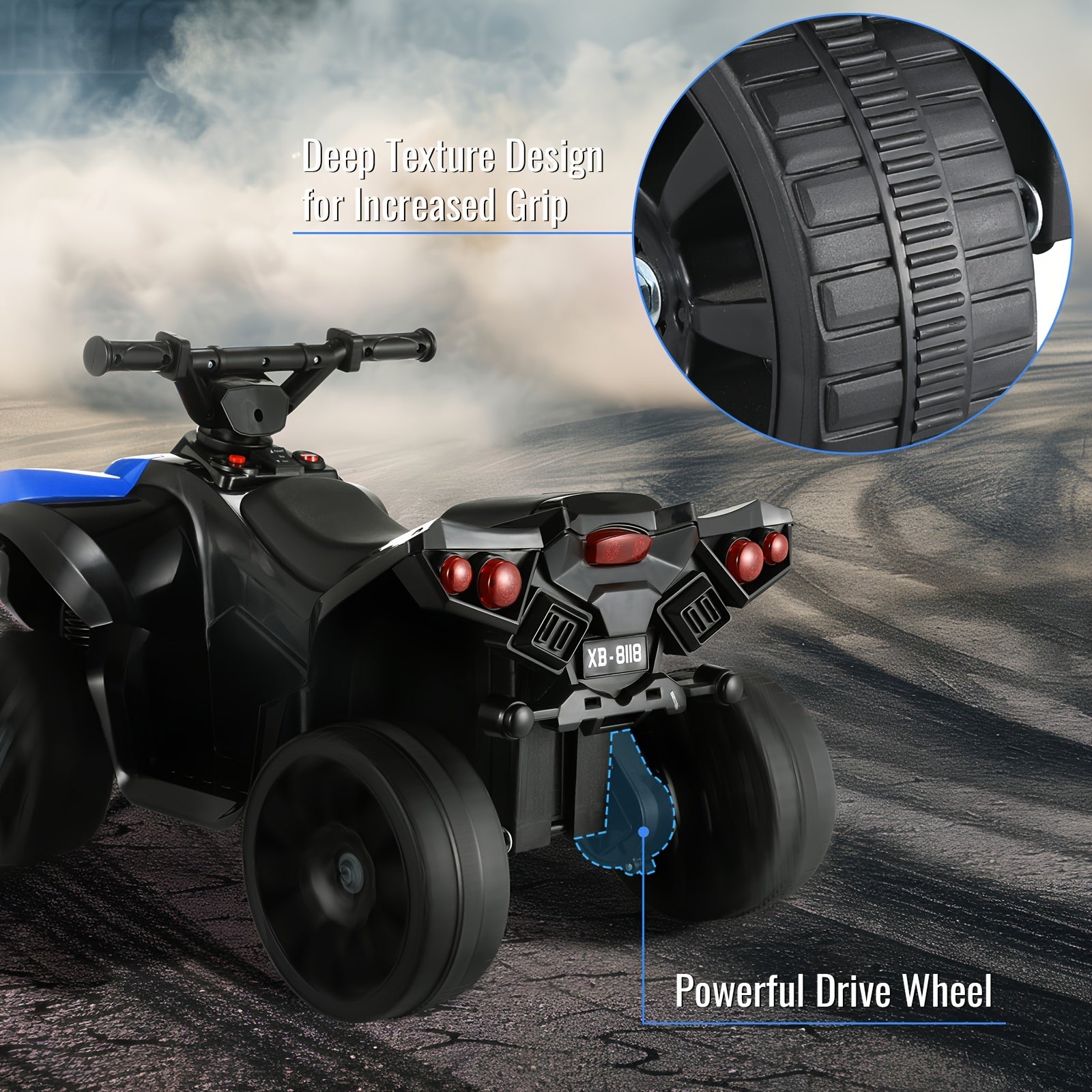 Kids Electric ATV Ride On Quad with Headlights & Pedal Accelerator - All-Terrain Anti-Slip Tires 55LB 1.86 MPH - Birthday Christmas Halloween Gift for Boys Girls Toddlers