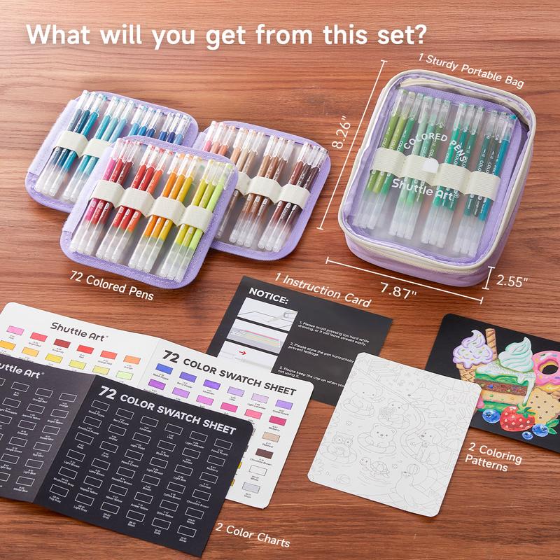 Colored Gel Pens for Black Paper, Shuttle Art 0.6mm Fine Point Pens for Adult Coloring, Bullet Journaling, Drawing & Scrapbooking