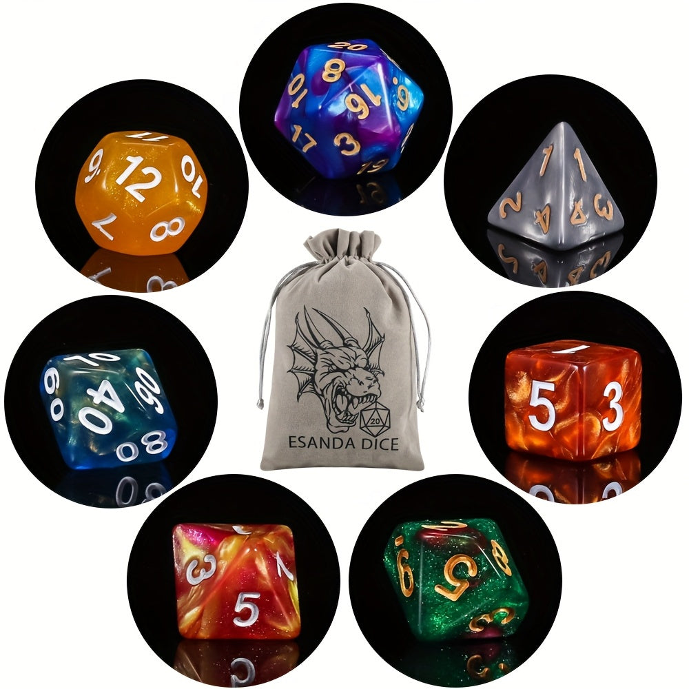 141pcs DND Polyhedral Dice Set 20 Complete 7-Die Sets Double Color Acrylic Dice with Velvet Bag for D&D RPG MTG Pathfinder Tabletop Games Halloween Christmas Gift