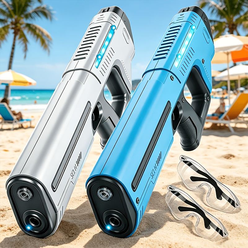 2-Pack Electric Water Gun with LED Light & 40ft Range – USB Rechargeable Auto-Fill Pulse Jet Squirt Gun for Pool Beach Backyard Kids Adults