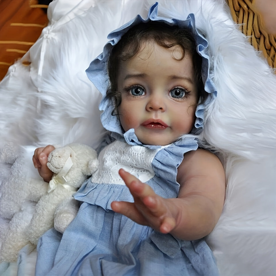 Weighted Reborn Baby Doll Girl 20 Inch Lifelike Newborn – Hand-Painted Details Implanted Eyelashes Movable Arms Fits Newborn Clothes Kids Collectors Birthday Christmas Gift