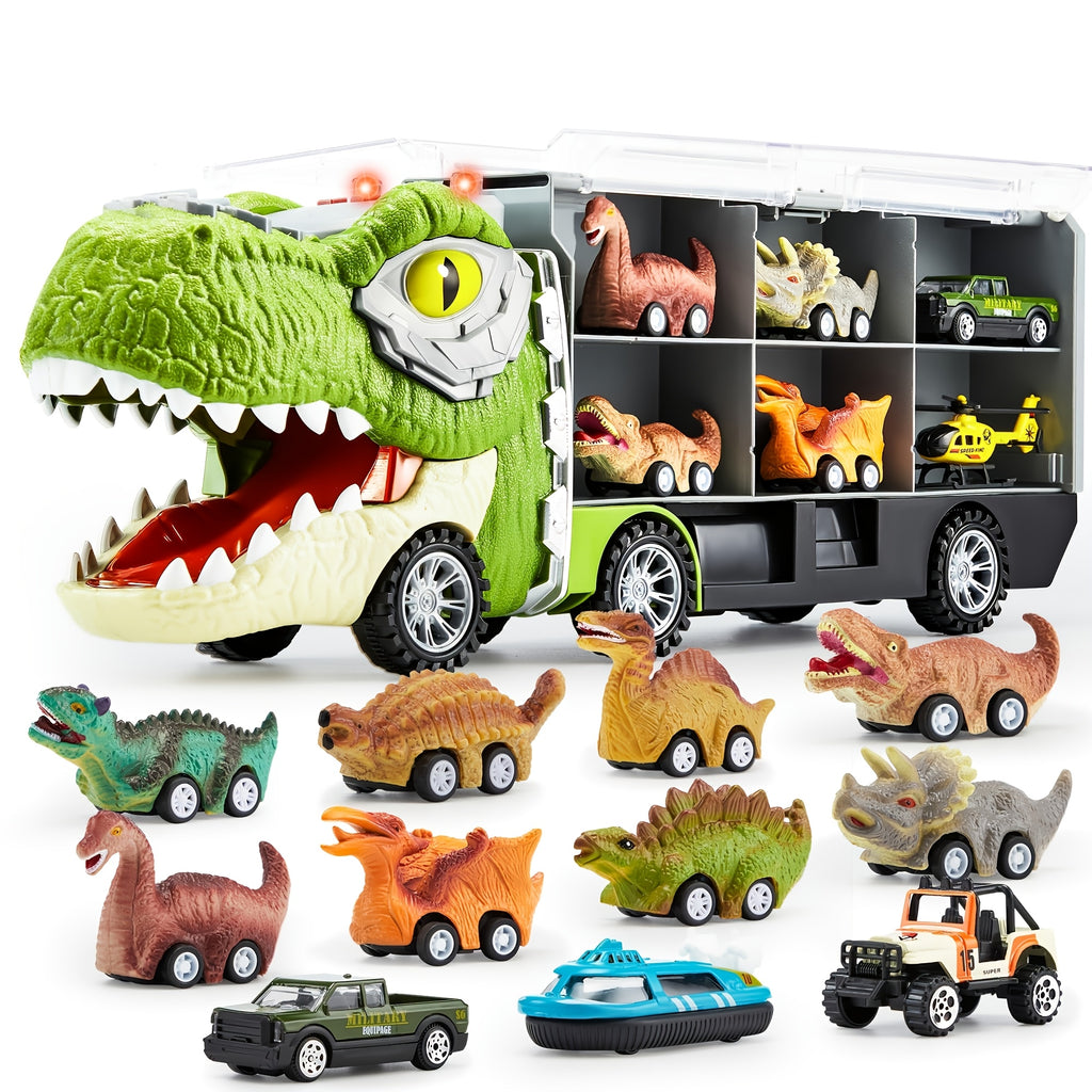 Diecast Toy Cars for Kids Ages 3-9 – Construction Truck Set & Dinosaur Toy Car – Excavator Play Vehicles Boys Girls Birthday Christmas Gift