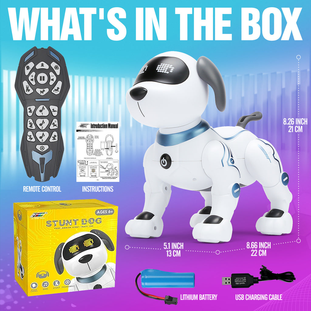 RC Robot Dog for Kids Interactive Remote Control Smart Dog Toy that Sings Dances & Programs Stunt Robo Dog – Birthday Christmas New Year Gift for Children Ages 3-8