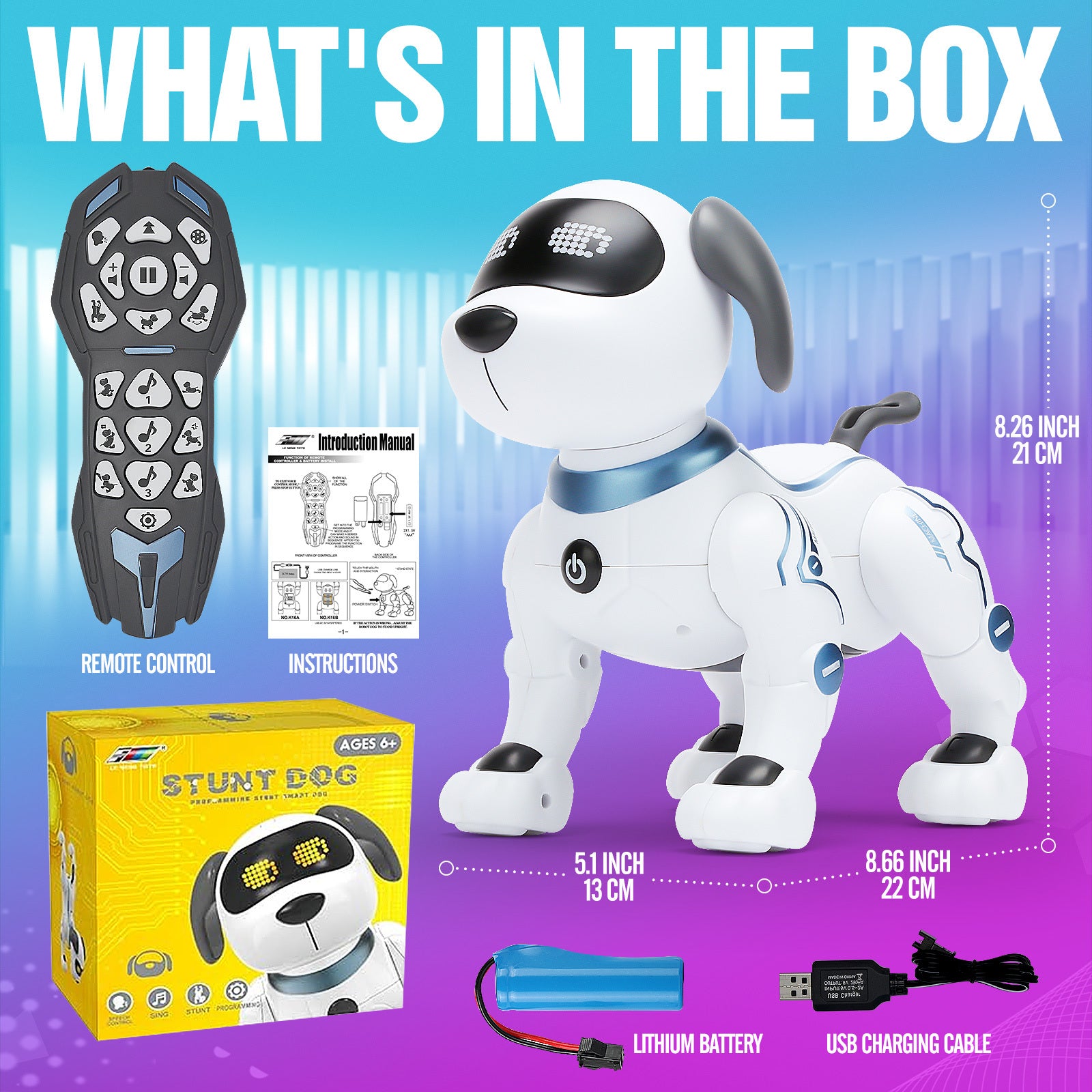 RC Robot Dog for Kids Interactive Remote Control Smart Dog Toy that Sings Dances & Programs Stunt Robo Dog – Birthday Christmas New Year Gift for Children Ages 3-8