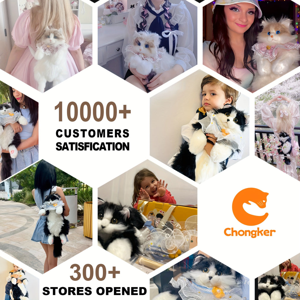 Tuxedo Cat Plush Backpack Stuffed Animal – Handmade Wearable Cat Plush with Gift Box & Card, Cute Cat Backpack Gift for Women Kids Cat Lovers Birthday Anniversary