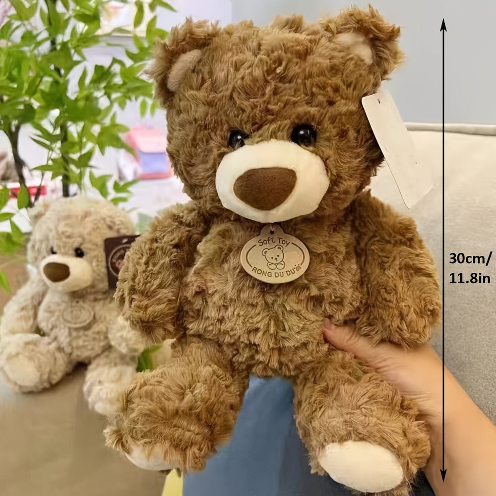 Realistic Teddy Bear Stuffed Animal Plush Toy - Super Soft Cute Huggable Bear Plushie for Room Decor, Birthday Christmas Holiday Gift for Kids Adults Friends Family, Brown & Beige