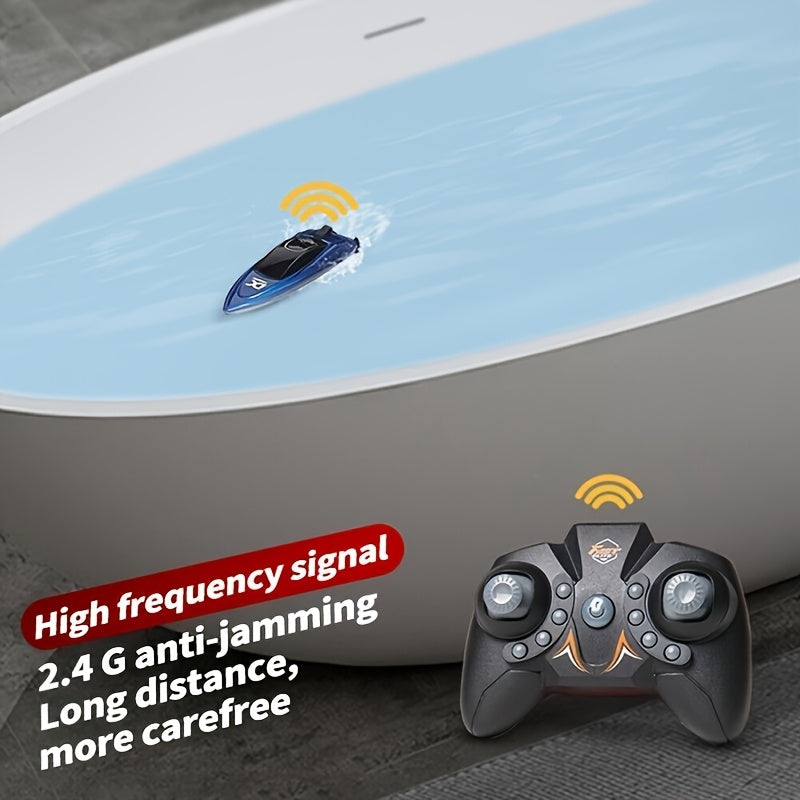 RC Boat Toy 2.4G 4-Channel Mini Remote Control Racing Boat with LED Dynamic Lights Durable Hull – Kids Summer Water Play Gift Boys Girls