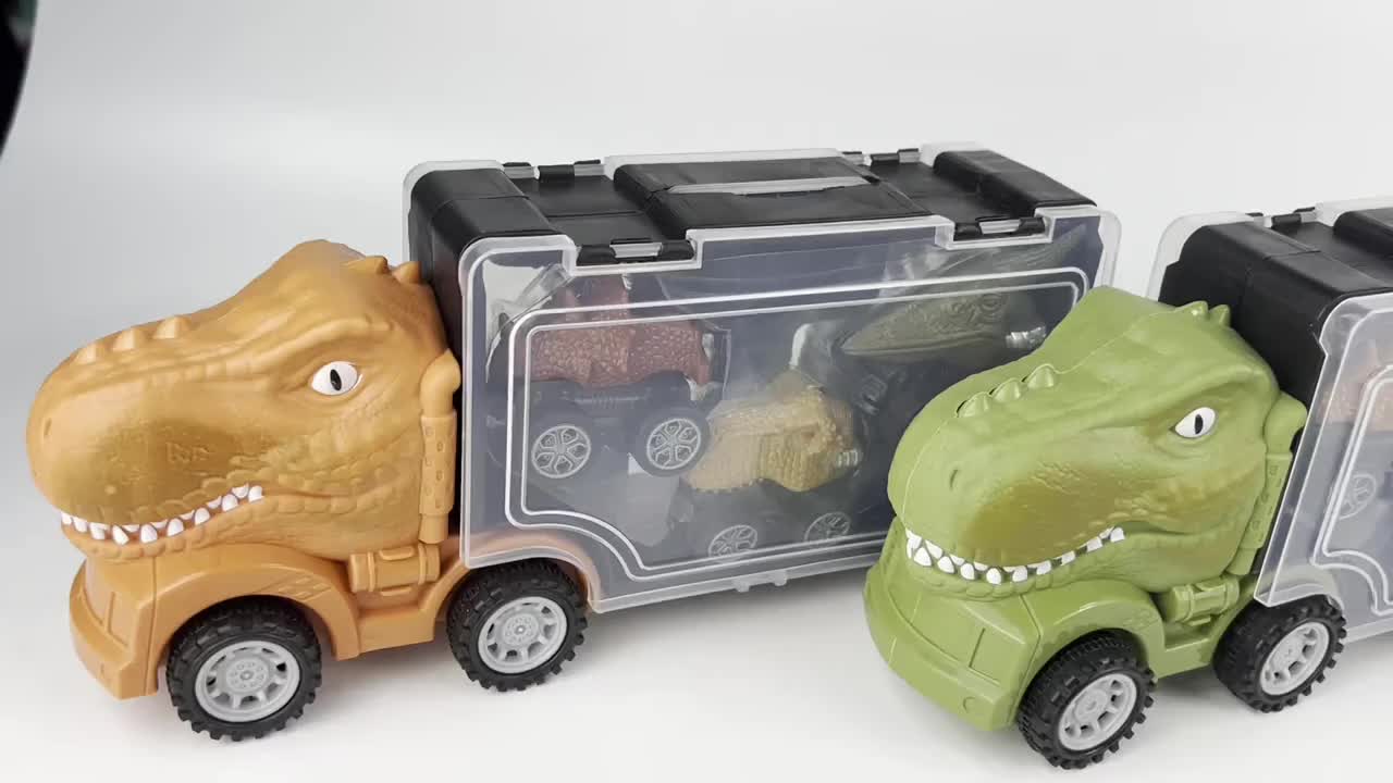 Dinosaur Truck Toy Car Set T-Rex Vehicle Playset for Boys Kids Toddlers with Dinosaur Figures Birthday Gift Ages 3+