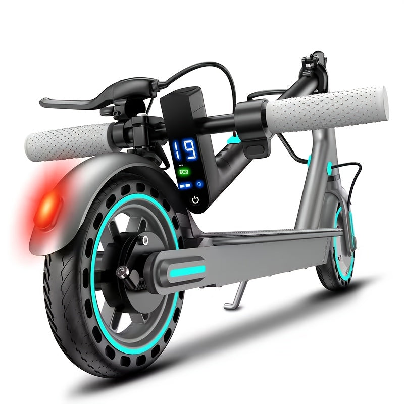 Foldable Electric Scooter for Adults 350W 19 MPH - Dual Brakes EABS Solid Tires 265LB 20KM Range LED Display 3 Speed Modes - Commuter E-Scooter Blue Red