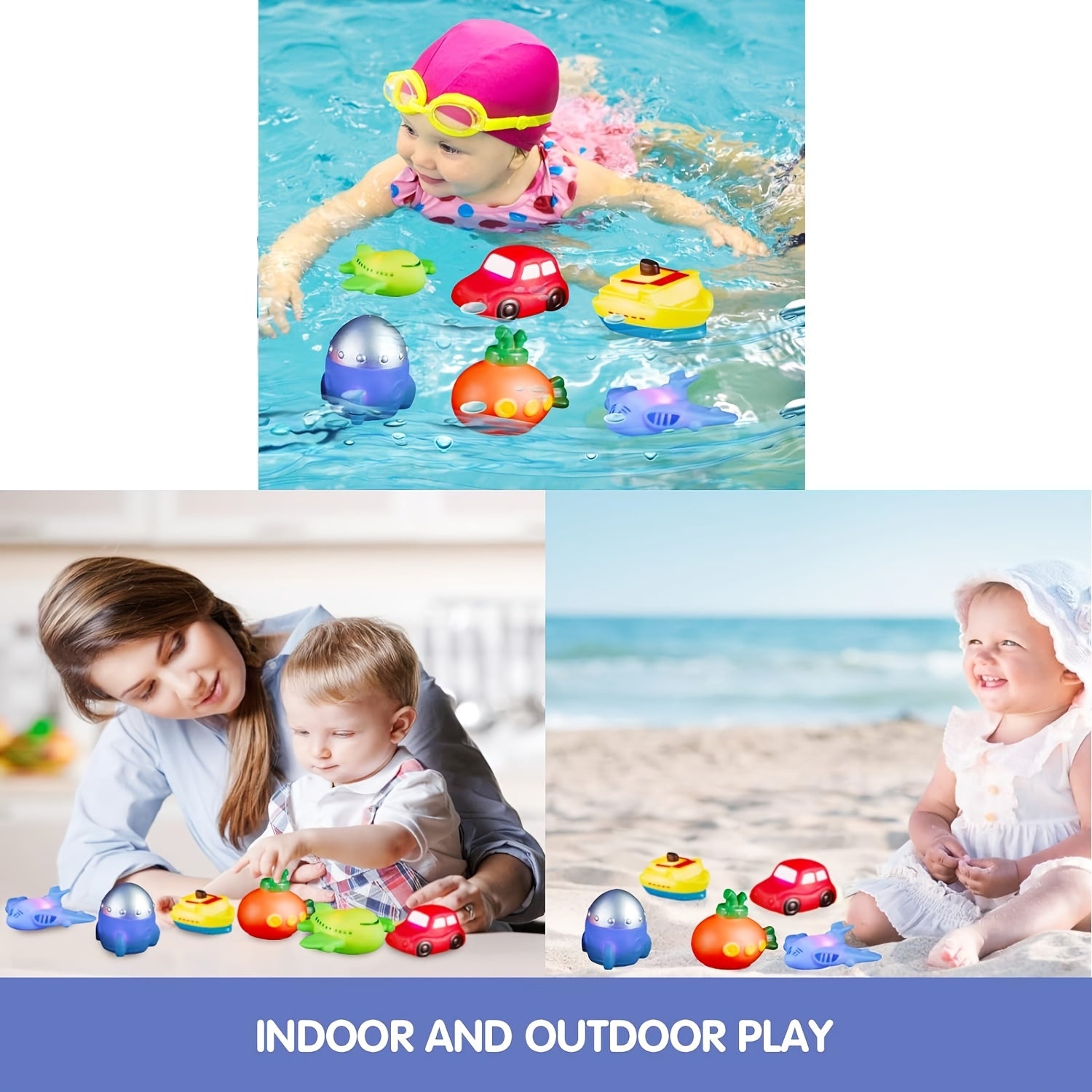 Light Up Bath Toys for Toddlers 6/8 Pcs – Floating Color Changing LED Bath Toys, Flashing Glow in Water Bathtub Shower Toys for Baby Kids Toddlers, Fun Sensory Water Play Gift for Boys Girls