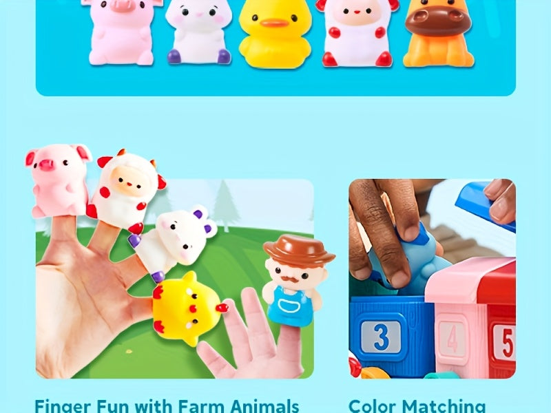 Farm Animal Number Train Toy for Toddlers 9 Animals Counting Matching Sorting STEM Educational Learning Gift Baby Boys Girls Ages 1 2 3 Christmas Birthday