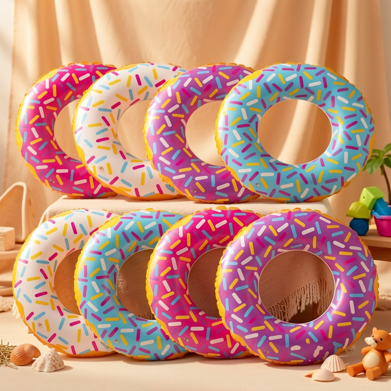 Hawaiian Kids Pool Float Toys 8pcs Set – Tropical Beach Floaties for Boys Girls, Summer Swimming Pool Party Favors, Easter Birthday Water Fun Gifts, Inflatable Floats