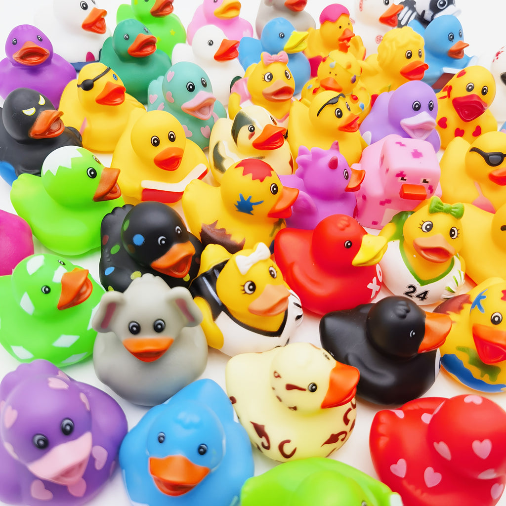 Rubber Duck Assortment 25pcs - Bulk Rubber Duckies for Kids Bath Toy, Birthday Baby Shower Classroom Party Favor, Summer Pool Beach Toy, Halloween Christmas Gift, Random Styles