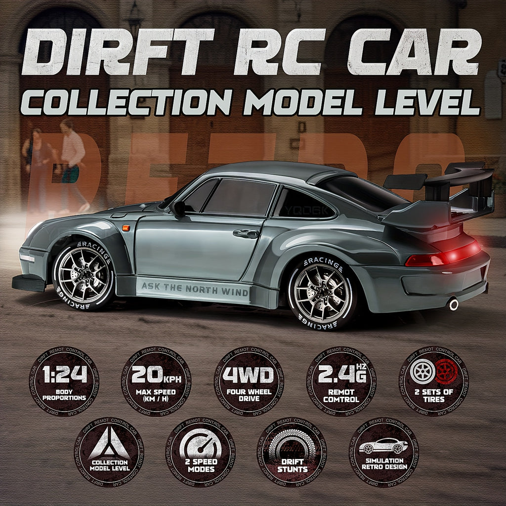 RC Drift Car 1:24 Scale High Speed Remote Control Drift Racing Car S814 Rechargeable Kids Boys Ages 8+ Birthday Christmas Gift Grey Light Purple