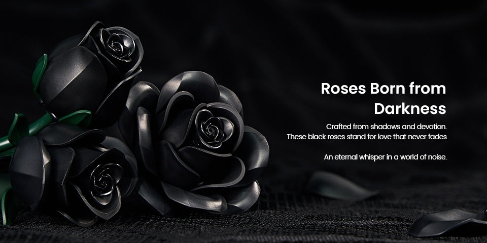 Gothic Black Rose Building Block Set 152pcs – 3 Artificial Flower Bouquet Bricks Art Piece, Unique Party Gift & Home Decor for Rose Lovers