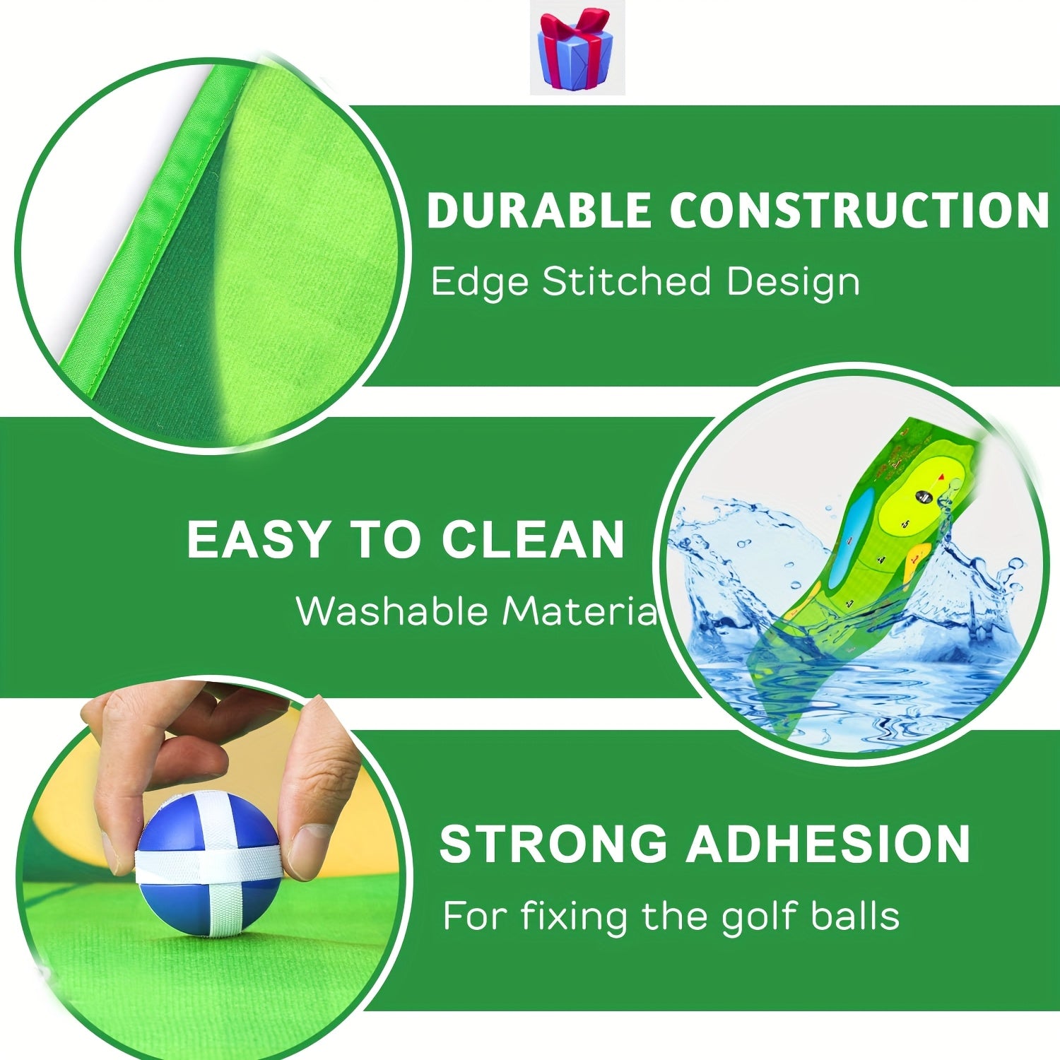 Backyard Chipping Golf Game Mat 6x5ft Indoor Outdoor Adults with 16 Adhesive Balls Stakes Scorecard Golf Gift for Men Women Golfers Fathers Day Christmas