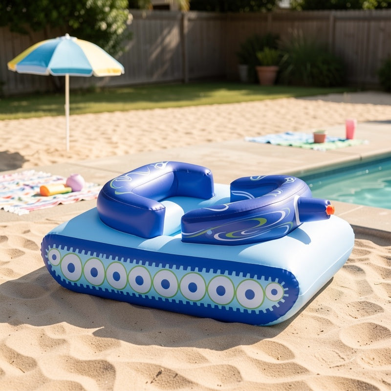 Inflatable Tank Pool Float for Kids 44 Inch with Water Gun Pool Battle Toy Puncture-Resistant Air Cushion Seat Summer Water Fight Gift for Boys Girls