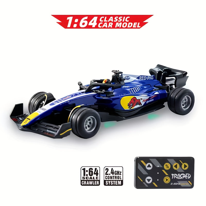Mini RC Racing Car 1:64 Scale 4WD Drift Alloy Die-Cast with Lights & Adjustable Speed, 2.4G Remote Control Car for Boys Kids Adults, Indoor Outdoor Christmas Birthday Gift