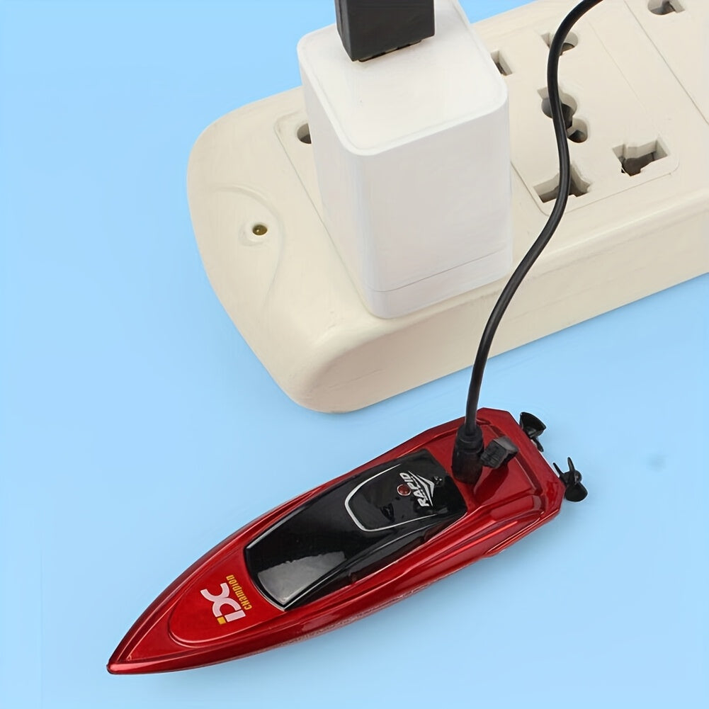 RC Boat Toy 2.4G 4-Channel Mini Remote Control Racing Boat with LED Dynamic Lights Durable Hull – Kids Summer Water Play Gift Boys Girls