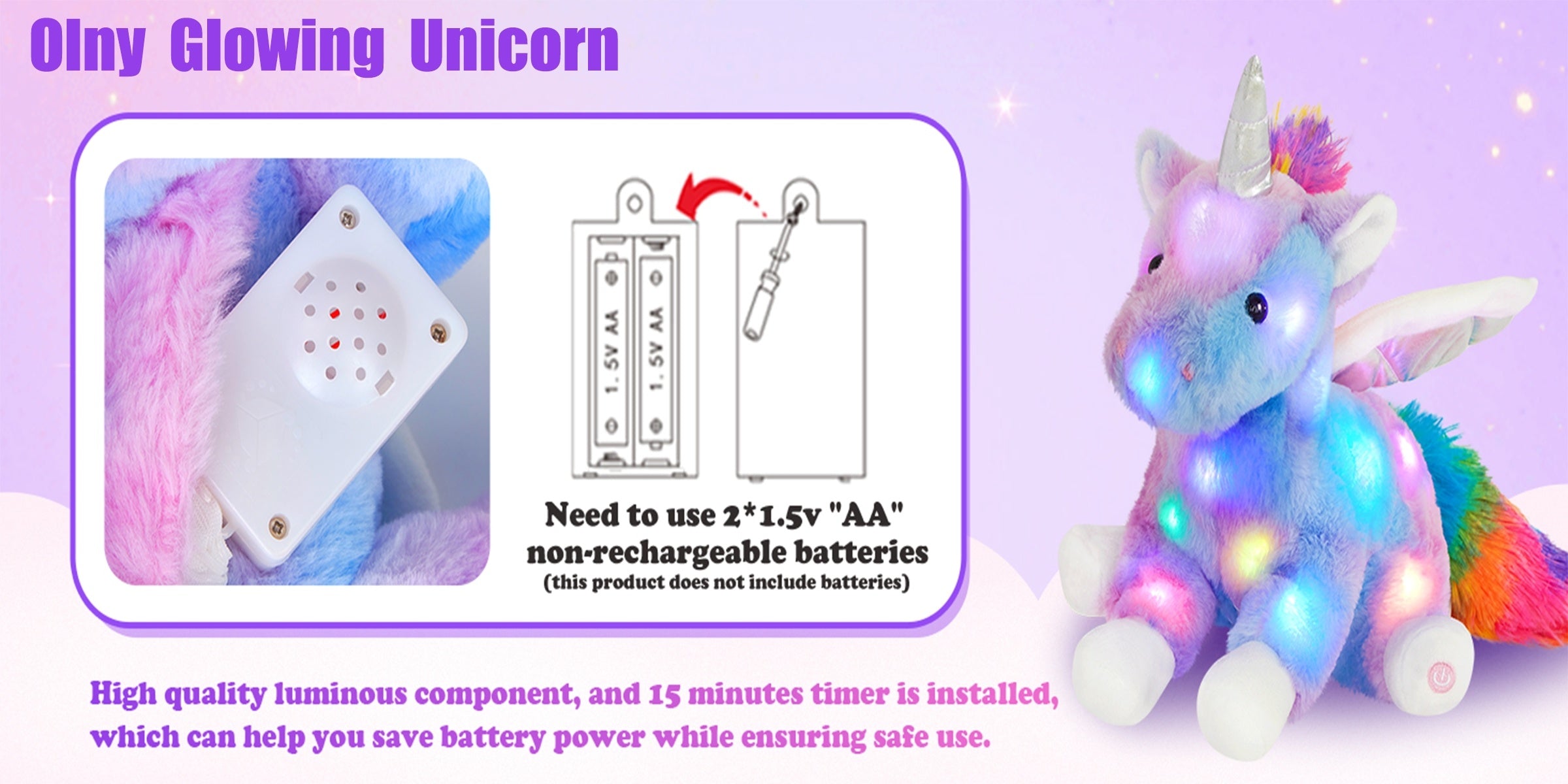 Glowing Unicorn Plush Toy with Music – Rainbow Light Up Stuffed Unicorn, Glow in the Dark Unicorn Stuffed Animal Gift for Kids Girls Birthday Christmas