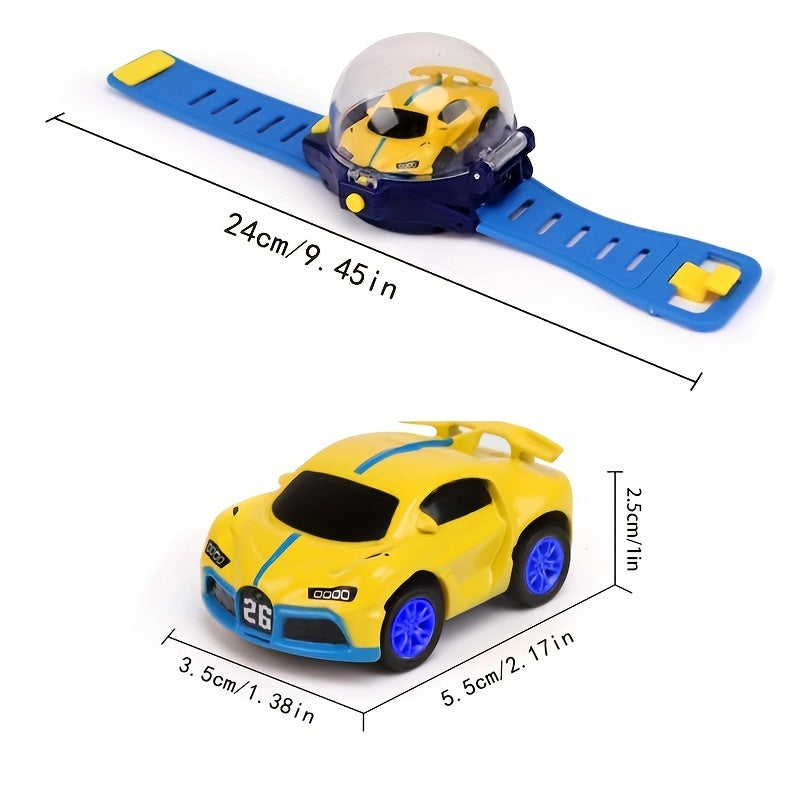 Wearable RC Car Watch Remote Control Mini Electric Metal Racing Car Wrist Watch Controller Kids Boys Girls Christmas Halloween Birthday Gift Cool Gadget Toy