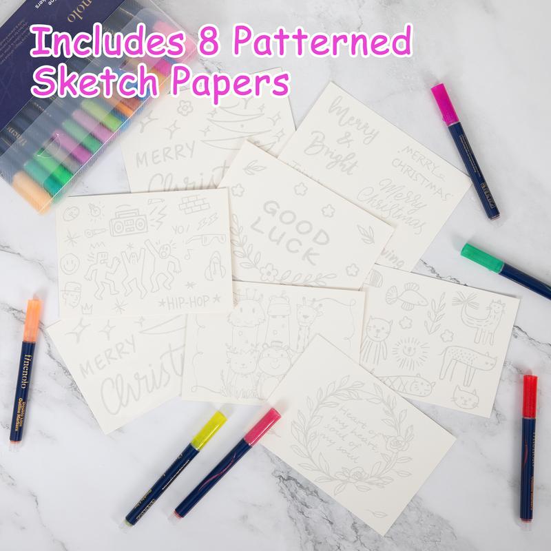 Outline Shimmer Markers for Kids and Adults, FINENOLO Metallic Silver Double Line Pens with Nylon Tips for DIY Crafts, Cards and Holiday Gifts