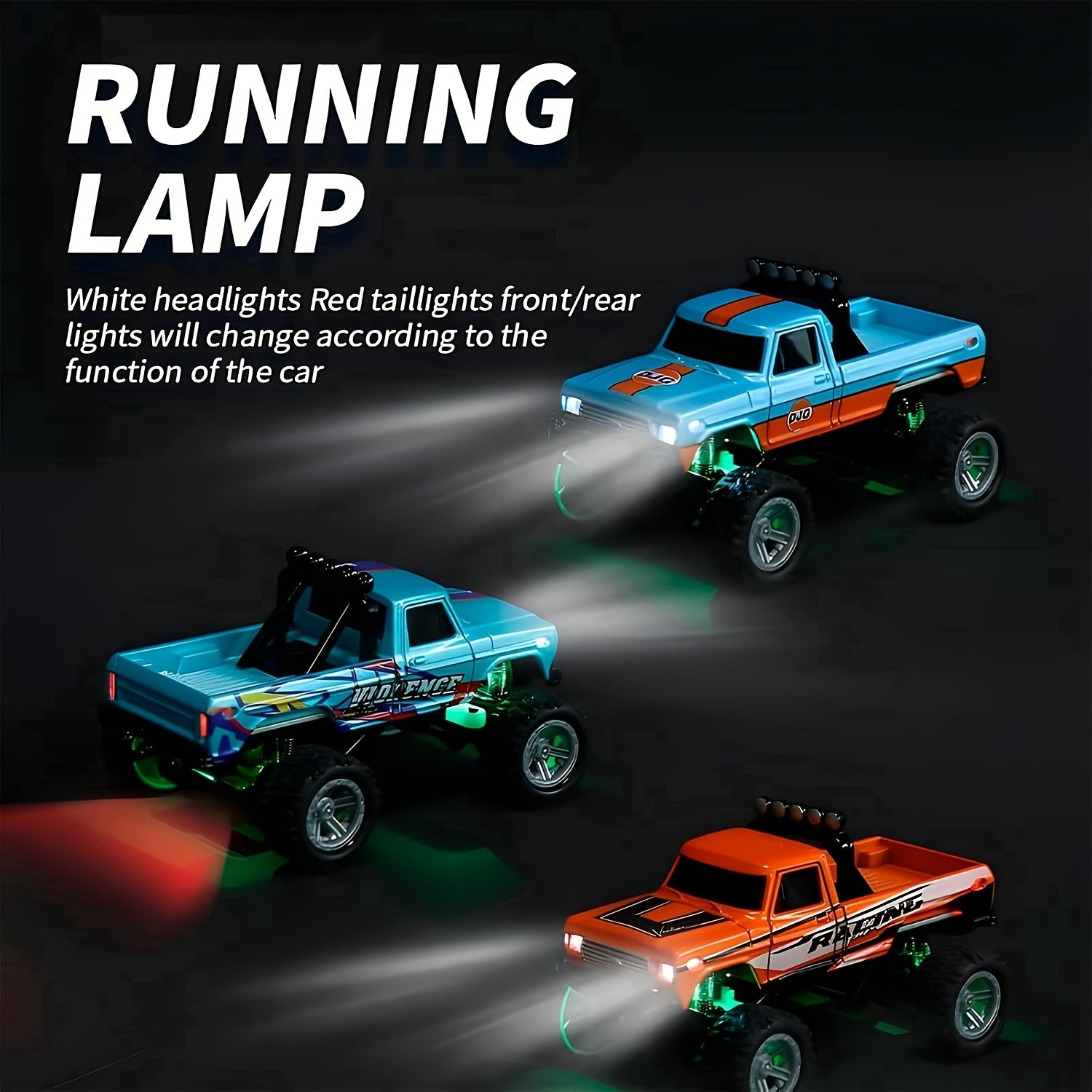 Mini RC Monster Truck 1/64 Scale 2.4GHz Die-Cast Alloy Off-Road Climbing Car with Shock Absorber - High Speed RC Gift for Adults Kids Boys