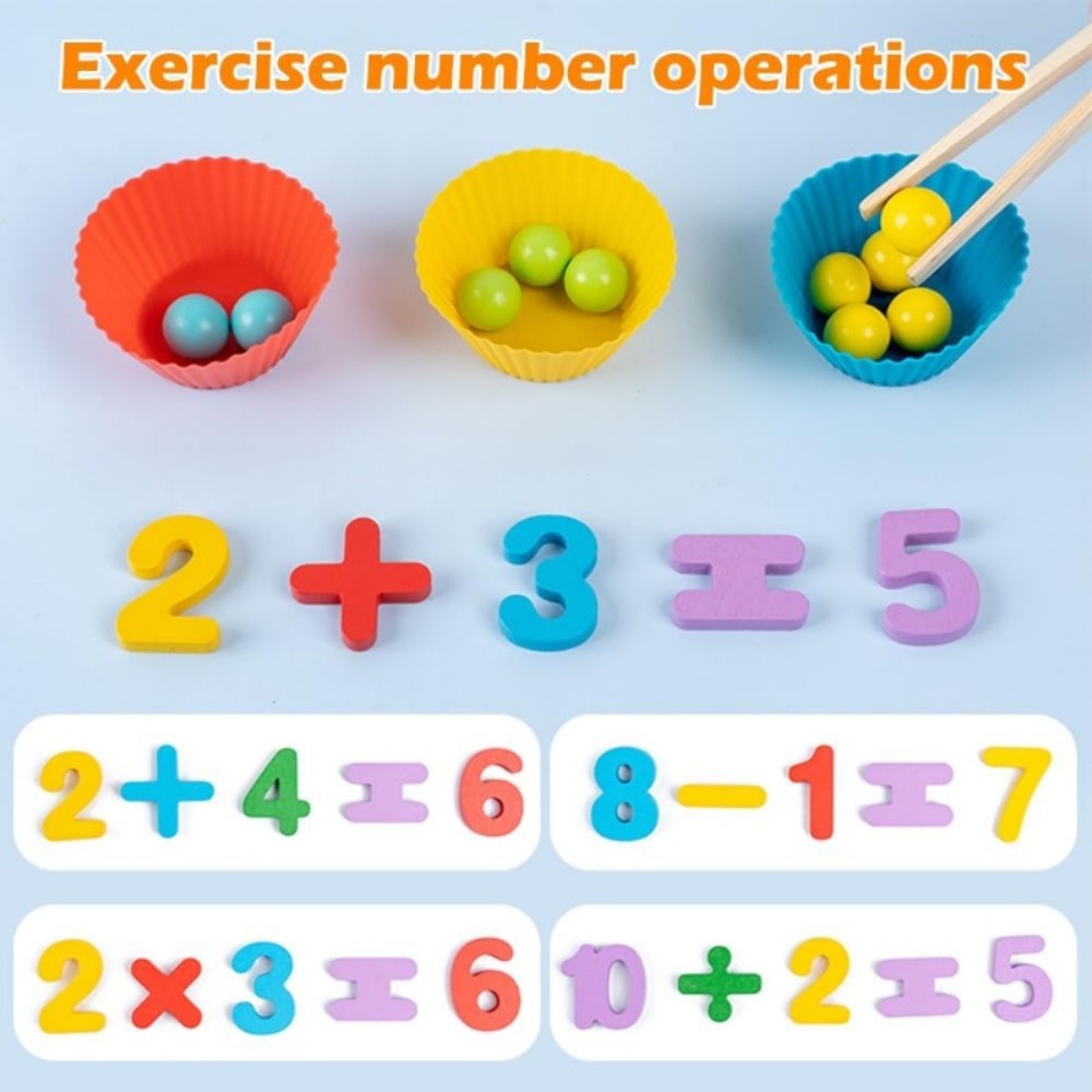 Colorful Wooden Bead Counting Set with Tweezers, Number Puzzle & Matching Cards – Fine Motor Skills Toy for Toddlers, STEM Learning Gift for Kids Ages 3+