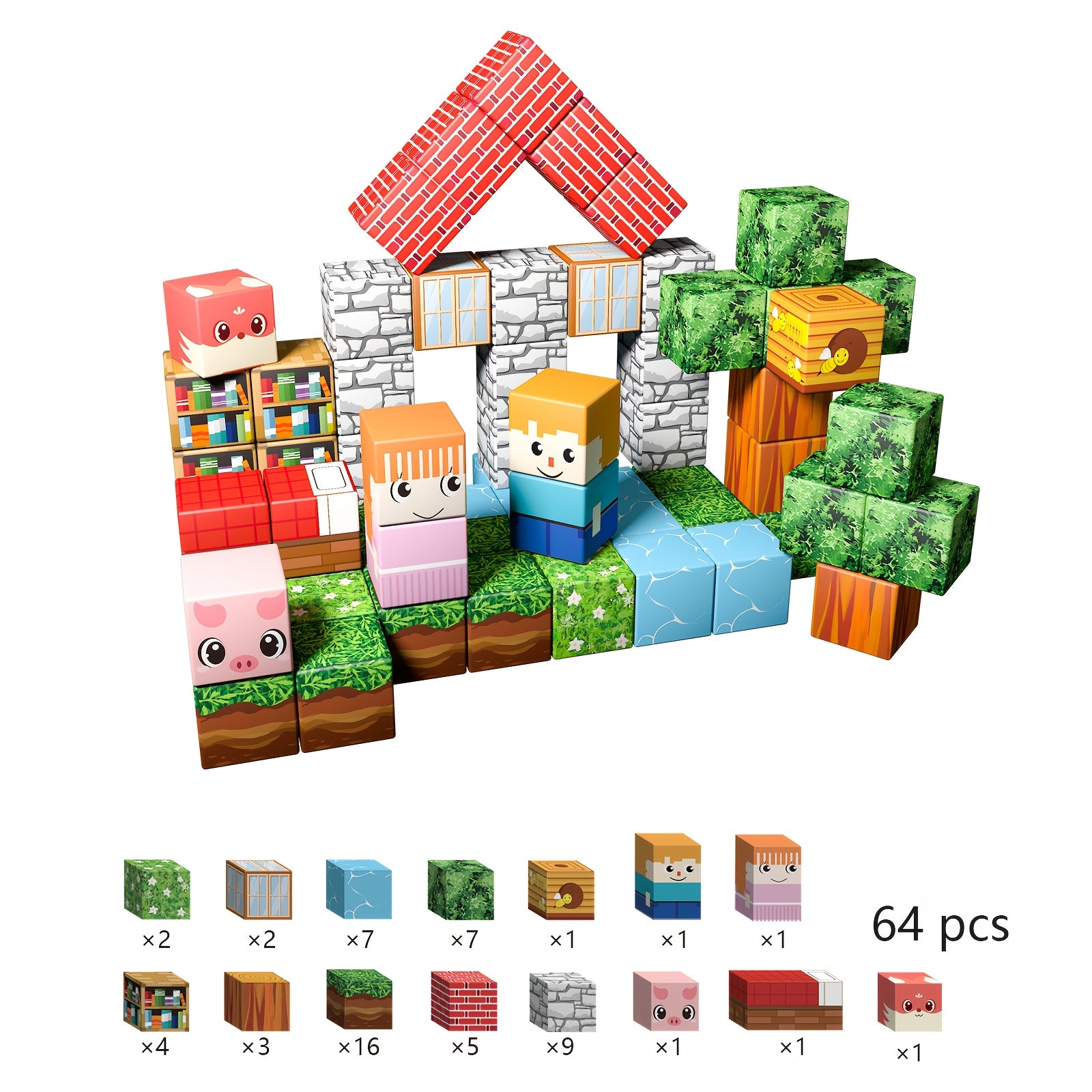 Magnetic Blocks STEM Building Toy for Kids – 48 to 108 Piece Magnetic Tiles Set for Boys & Girls Ages 3-10 – Sensory Educational Construction Toy – Birthday, Halloween & Christmas Gift