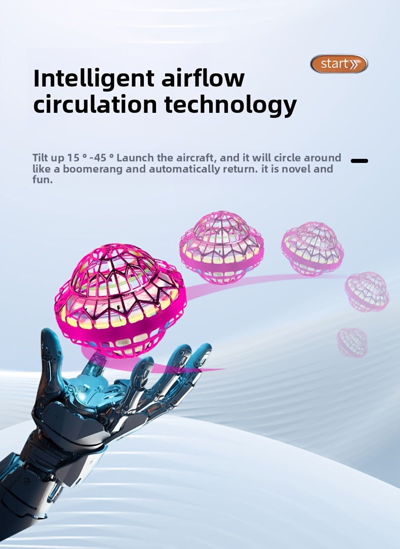 Hand Control UFO Flying Ball Toy Infrared Hover Boomerang LED Light Indoor Outdoor Kids Gift Christmas Halloween Birthday Party