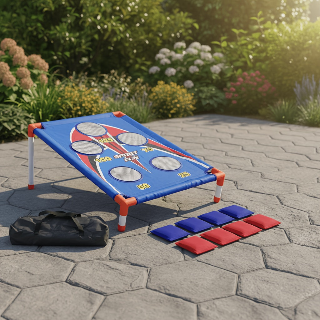 5-Hole Bean Bag Toss Board Game Set with 8 Bean Bags & Carry Bag – Outdoor Indoor Party Game for Kids Adults Backyard Camping Beach Tailgate