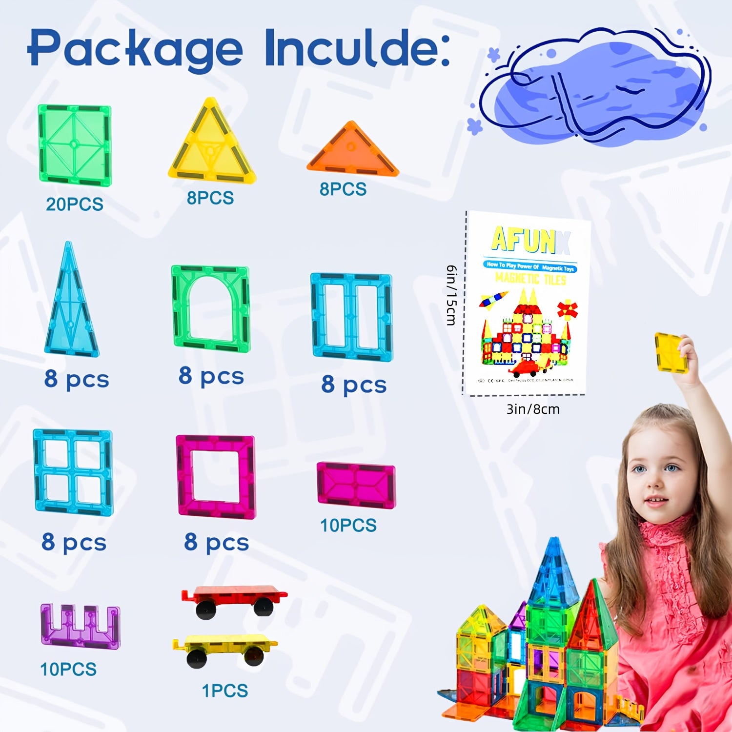 102pcs Magnetic Building Blocks STEM Toy for Kids Ages 3+ - Animal Village House Shapes, Shape Sorting Color Recognition Educational Preschool Gift Boys Girls