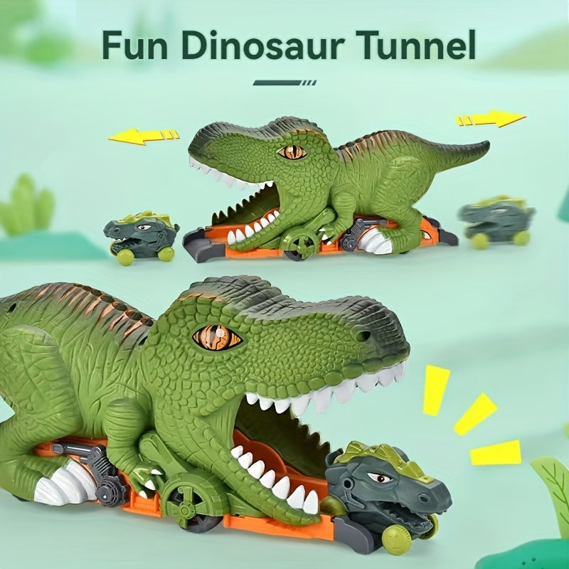 121-Piece Electric Dinosaur Track Train Set – Dinosaur Swallowing Car Sliding Track with Electric Train, Fun Dinosaur Toy Car Combination Playset for Kids Boys and Girls