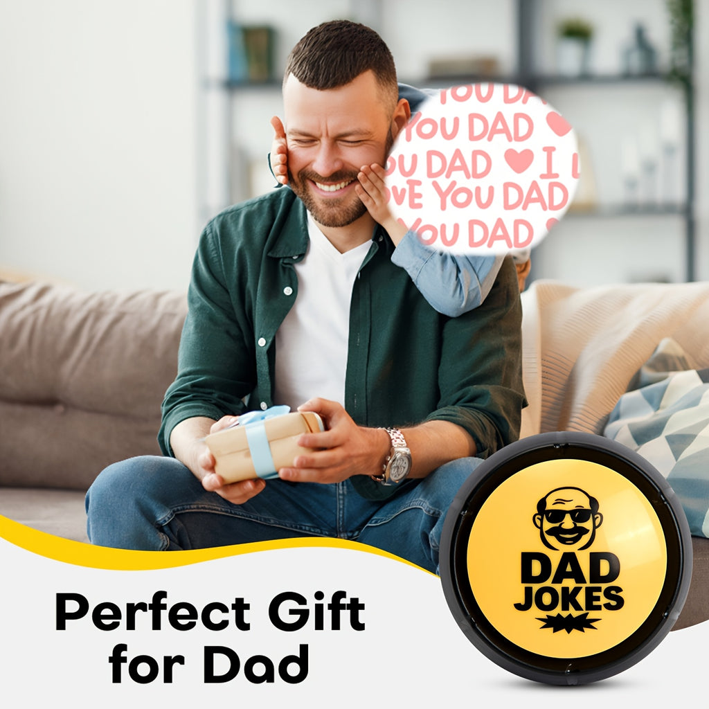 Dad Joke Button Funny Gag Gift for Men – Push Button Hilarious Jokes Novelty Toy – Father's Day, Birthday & Christmas Stocking Stuffer for Dads, Grandpas & Husbands