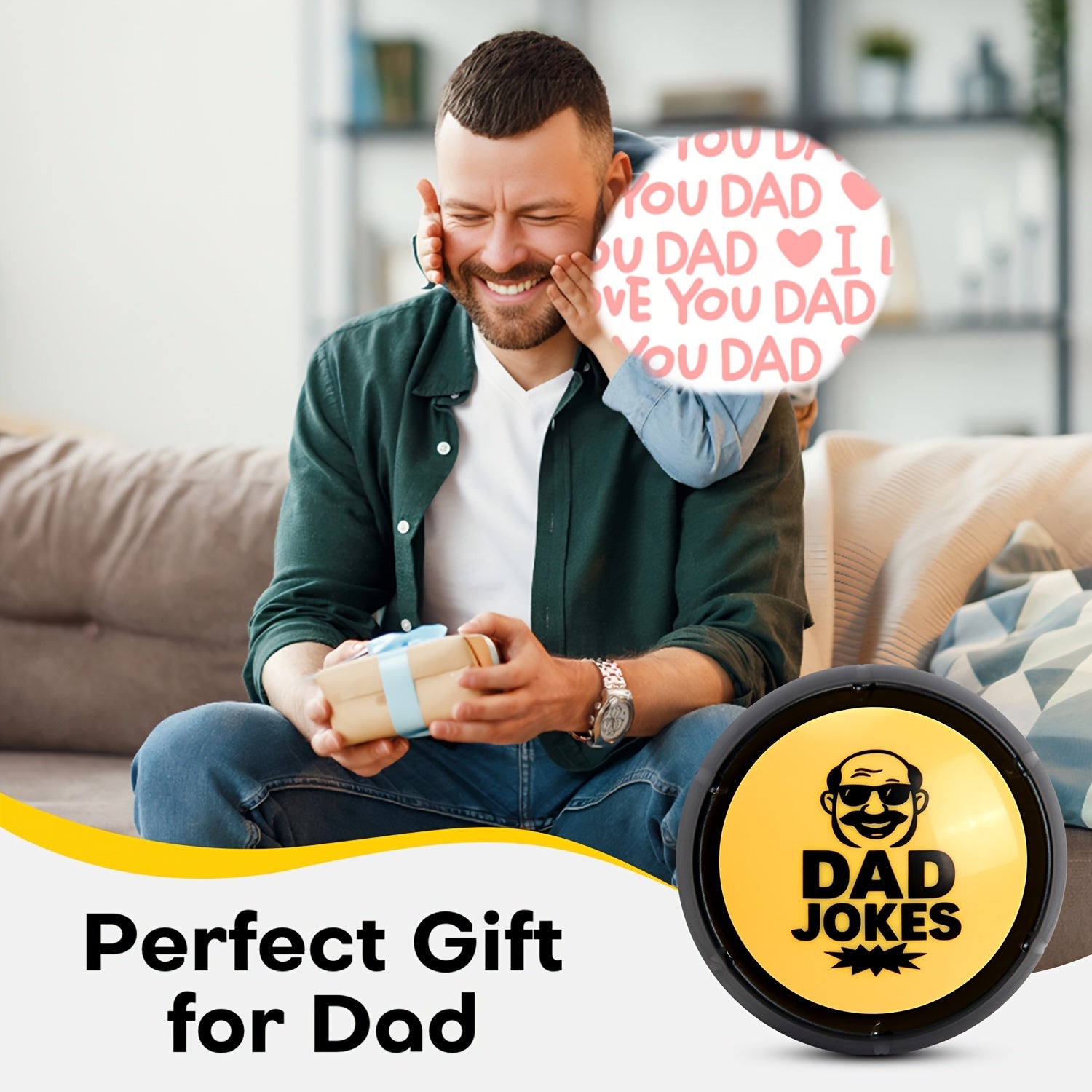 Dad Joke Button Funny Gag Gift for Men – Push Button Hilarious Jokes Novelty Toy – Father's Day, Birthday & Christmas Stocking Stuffer for Dads, Grandpas & Husbands