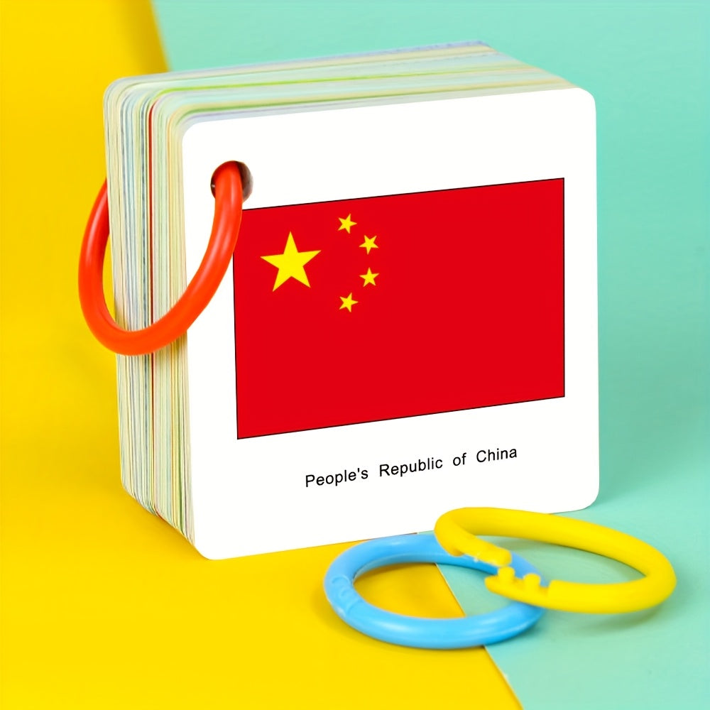 World Flags Flashcards 120 Pcs – Countries & Flags Recognition Cards Cultural Education Geography Learning Party Game Desk Decor Gift