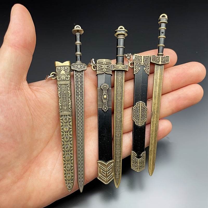 Metal Miniature Sword Set 7pcs with Sheaths Ancient Military Fantasy Pendant Collectible Anime RPG Game Fan Gift for Teens Adults Ages 14+