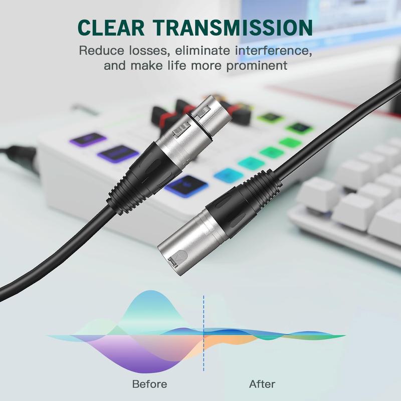 XLR Microphone Cable by FIFINE L9/L9C, Balanced 3-Pin Male to Female Audio Cord, 5.9ft or 9.8ft with Shielding and Metal Latch for Podcasting, Streaming and Home Studios