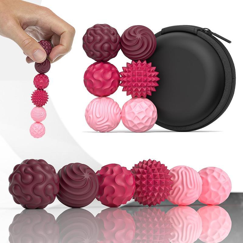 Silicone Fidget Balls Set with Elastic Texture, Quiet Sensory Stress Relief Toys for Adults, Office Desk Breaks and Colorful Gift Ideas