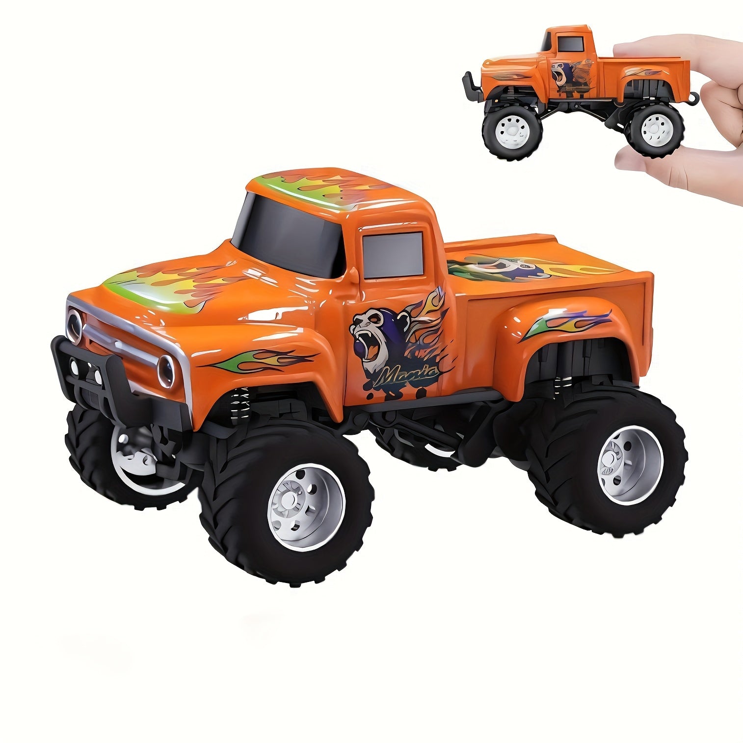1:64 Scale Die-Cast RC Monster Truck 2.4GHz High-Speed Off-Road Vehicle LED Headlights Multiple Control Modes Adjustable Speed Gift for Boys Girls