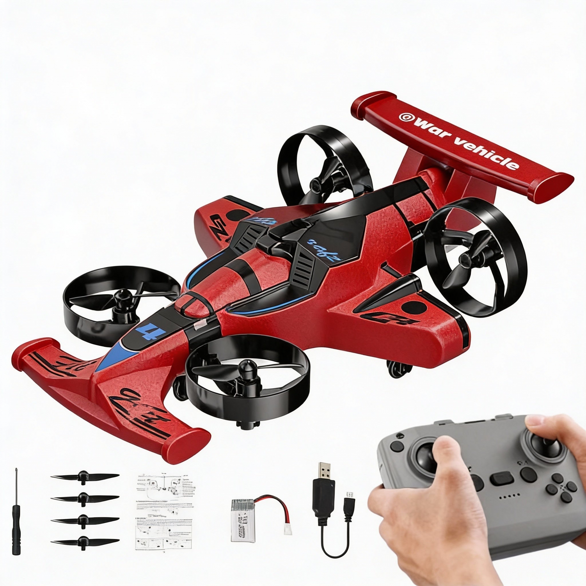 2-in-1 RC Flying Car Drone Combo Remote Control Car and Quadcopter One-Key Takeoff Stable Hover Racing Mode 360 Flips Birthday Gift Ages 14 and Up