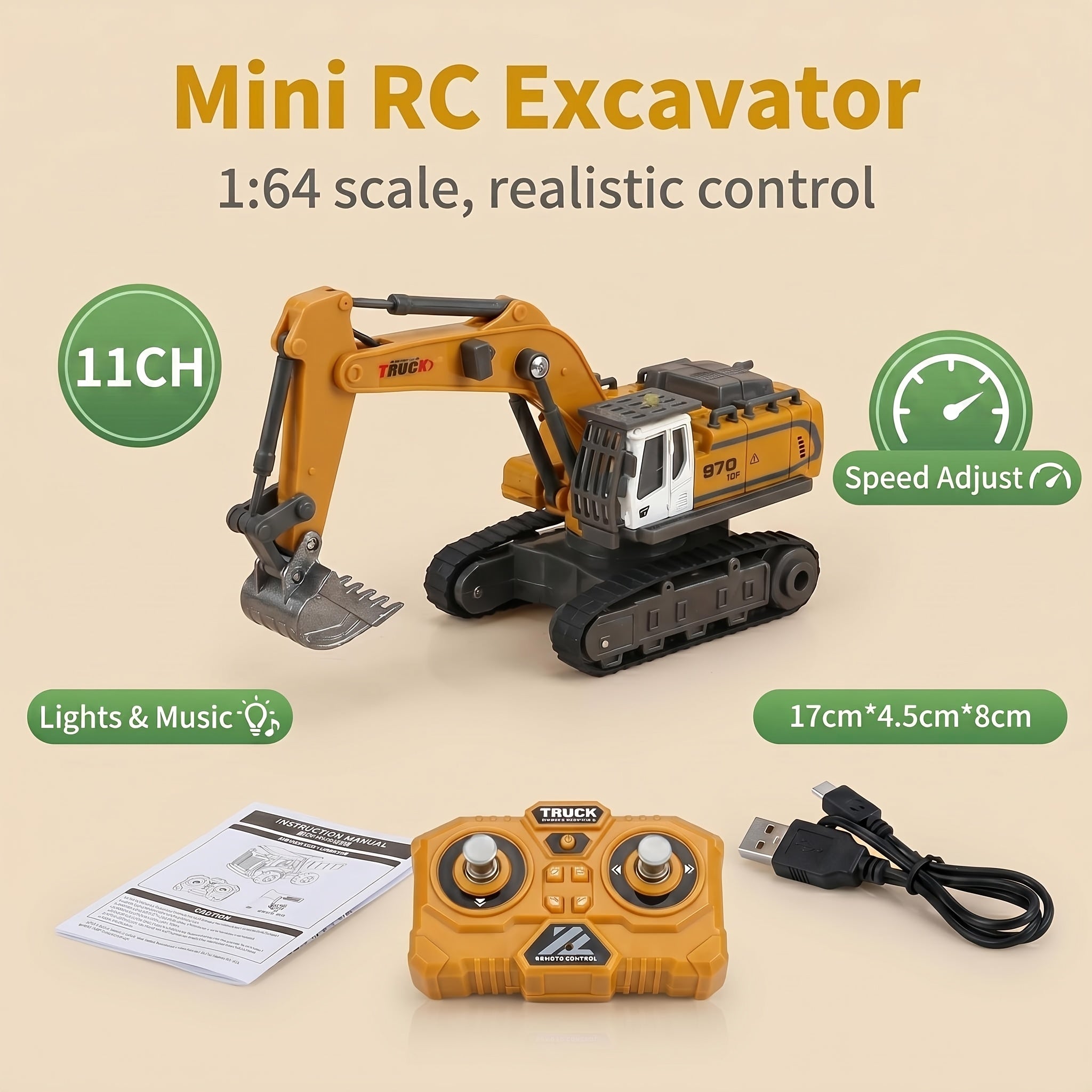 1:64 RC Construction Vehicle Set – 9-Channel Alloy Dump Truck, Forklift & Excavator with 2.4GHz Remote, Diecast Metal Body Mini Desk Toys