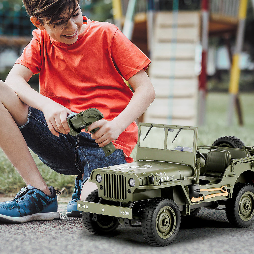 RC Truck 1:10 Scale 4WD 4x4 Off Road Remote Control Car Full Proportional 2 Rechargeable Batteries All Terrain Big RC Vehicle Gift for Boys Youth