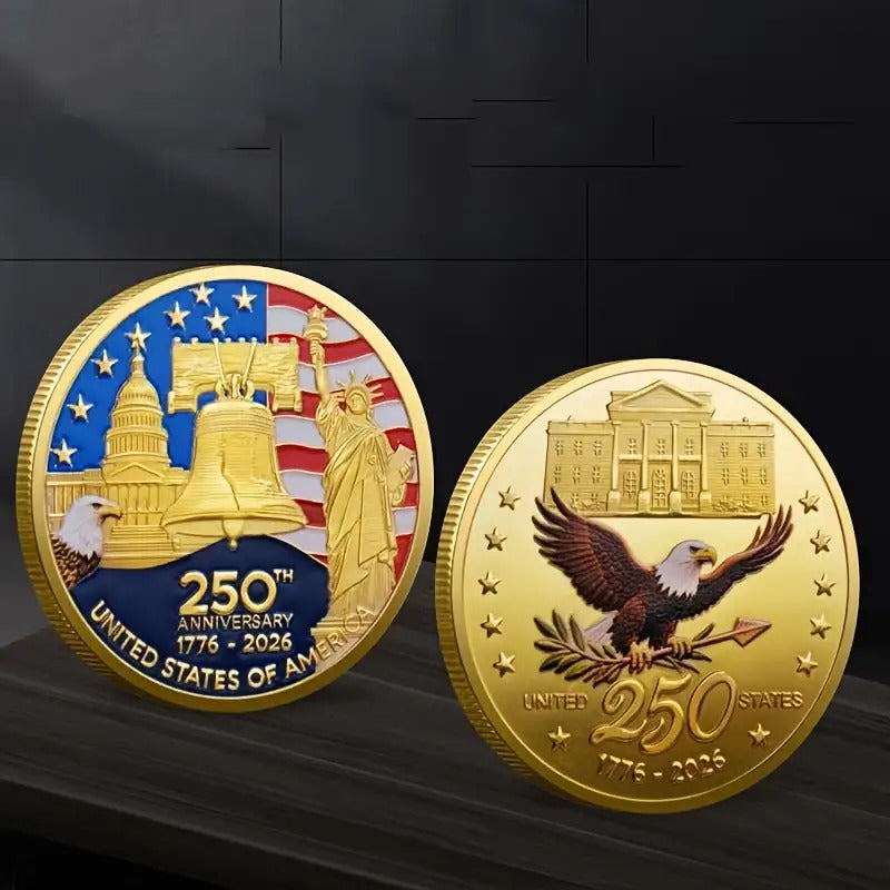 America 250th Anniversary Coin Set 2026 12pcs 1776-2026 USA Bicentennial Eagle Challenge Commemorative Medallion with Acrylic Cases Collector Gift