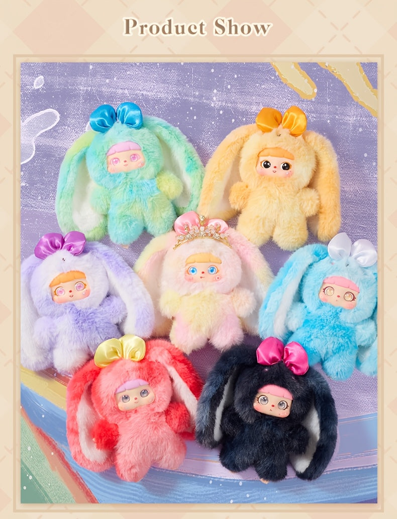Cute Rabbit Plush Toy with Detachable Face – Unique Collectible Bunny Stuffed Animal, Creative Gift for Christmas Valentine’s Day Birthday Holiday, Kawaii Rabbit Plushie for Kids & Adults