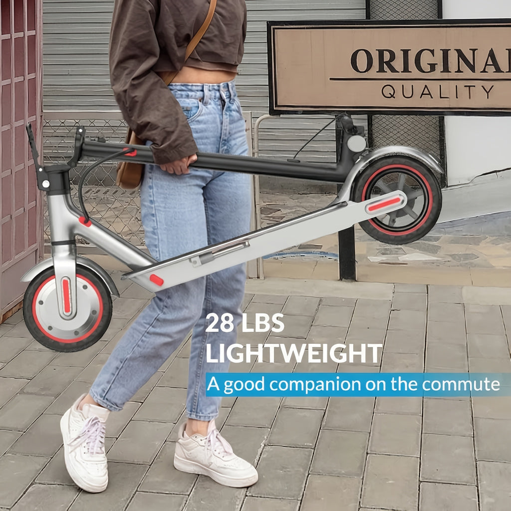 Electric Scooter for Adults 350W Foldable 19 MPH 21 Mile Range 8.5 Inch Solid Tires APP Control Dual Brake LED Lights Portable E-Scooter Commuter