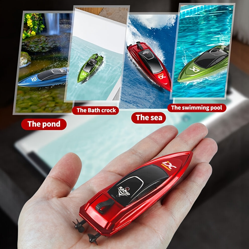 RC Racing Boat Mini High Speed 2.4GHz 4CH Remote Control LED Lights Pool Lake Pond Kids Summer Gift Boys Girls Birthday Christmas Red Blue Green